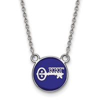 Sterling Silver Rhodium-plated LogoArt Kappa Kappa Gamma Sorority Symbol Small Color Enamel Pendant Necklace, 18" view 1