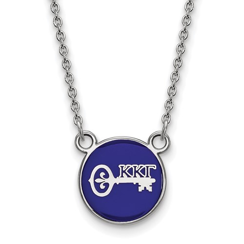 Sterling Silver Rhodium-plated LogoArt Kappa Kappa Gamma Sorority Symbol Small Color Enamel Pendant Necklace, 18"