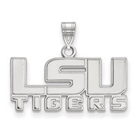 Sterling Silver Rhodium-plated LogoArt Louisiana State University L-s-u Tigers Small Pendant view 1