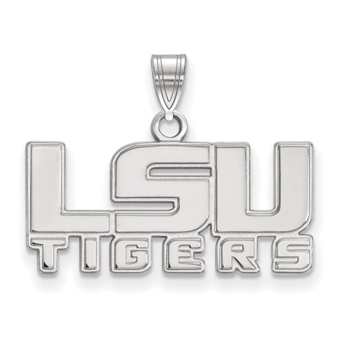 Sterling Silver Rhodium-plated LogoArt Louisiana State University L-s-u Tigers Small Pendant