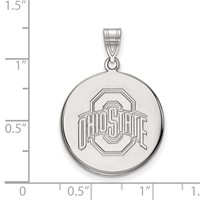 Sterling Silver Rhodium-plated LogoArt the Ohio State University Large Disc Pendant view 2