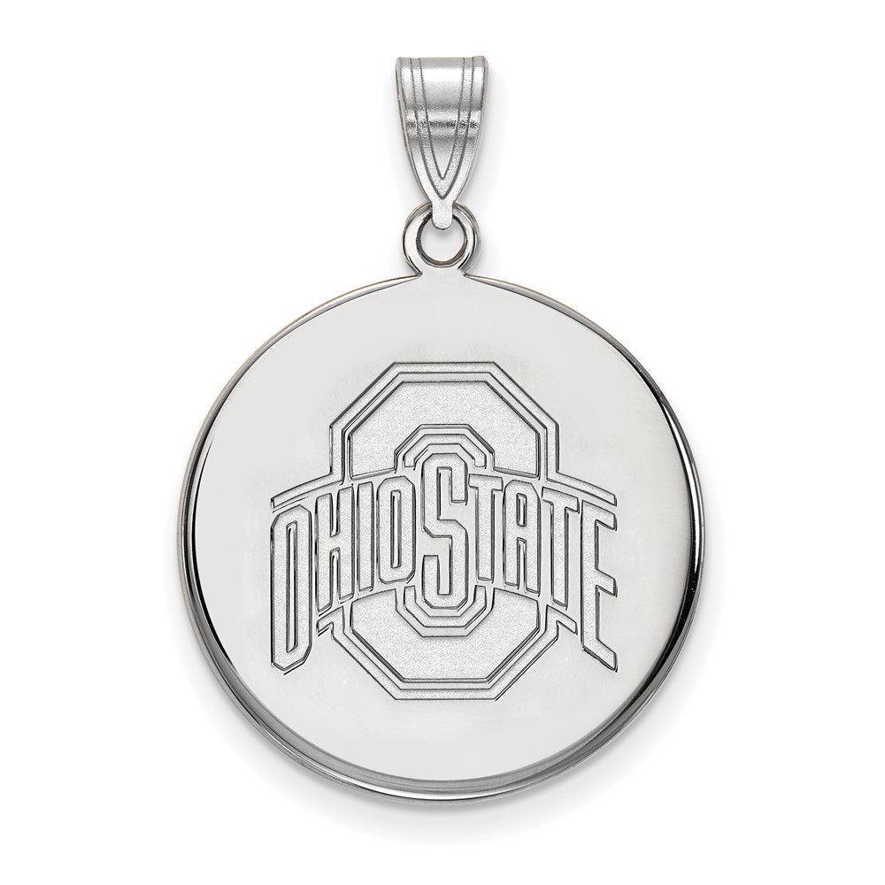 Sterling Silver Rhodium-plated LogoArt the Ohio State University Large Disc Pendant