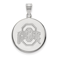 Sterling Silver Rhodium-plated LogoArt the Ohio State University Large Disc Pendant view 1