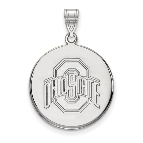 Sterling Silver Rhodium-plated LogoArt the Ohio State University Large Disc Pendant