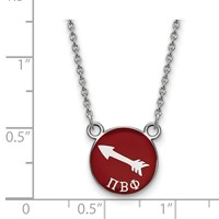 Sterling Silver Rhodium-plated LogoArt Pi Beta Phi Sorority Symbol Small Color Enamel Pendant Necklace, 18" view 2