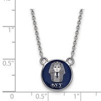 Sterling Silver Rhodium-plated LogoArt Phi Sigma Sigma Sorority Symbol Small Color Enamel Pendant Necklace, 18" view 2