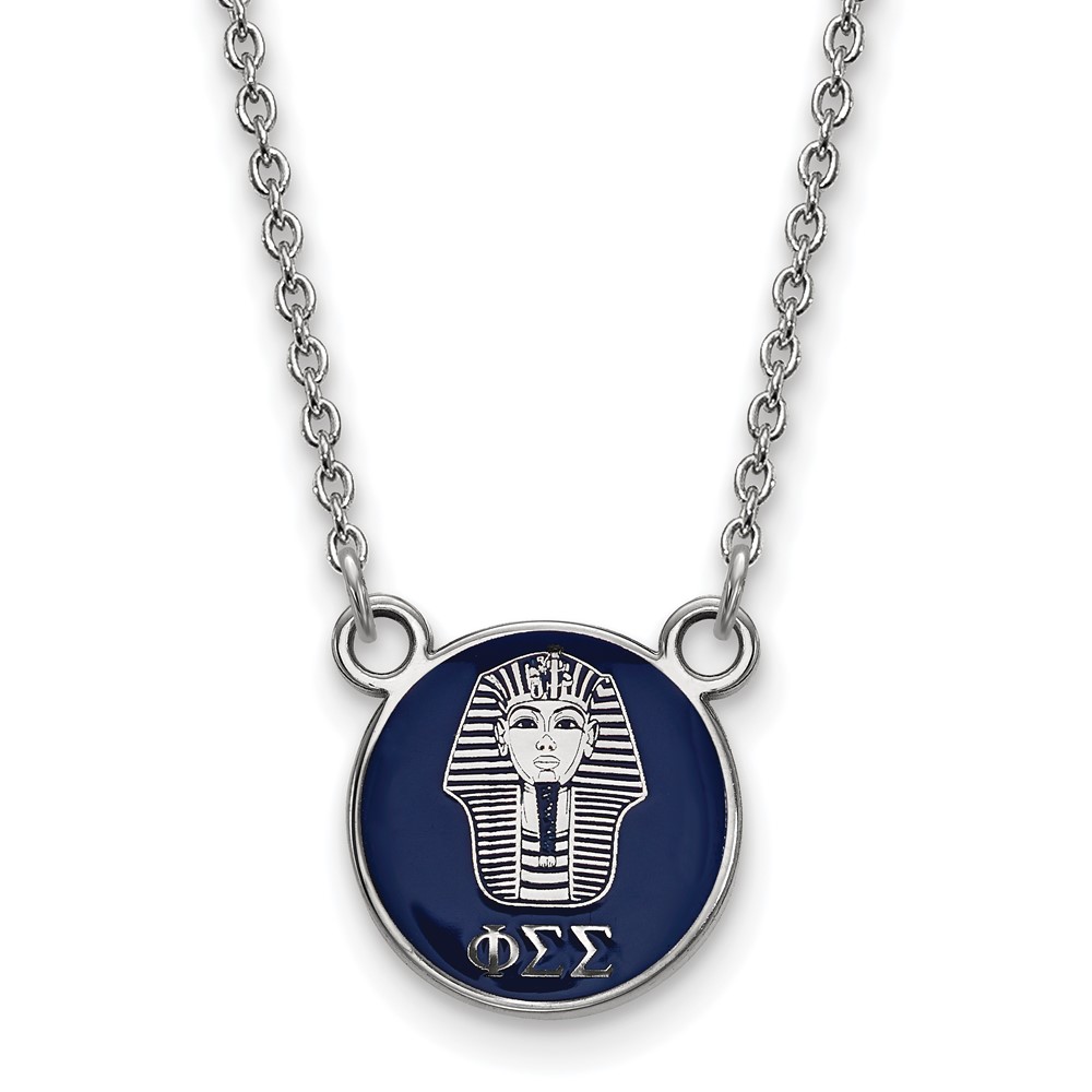 Sterling Silver Rhodium-plated LogoArt Phi Sigma Sigma Sorority Symbol Small Color Enamel Pendant Necklace, 18"
