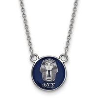 Sterling Silver Rhodium-plated LogoArt Phi Sigma Sigma Sorority Symbol Small Color Enamel Pendant Necklace, 18" view 1