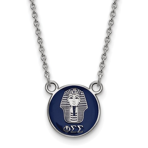 Sterling Silver Rhodium-plated LogoArt Phi Sigma Sigma Sorority Symbol Small Color Enamel Pendant Necklace, 18"