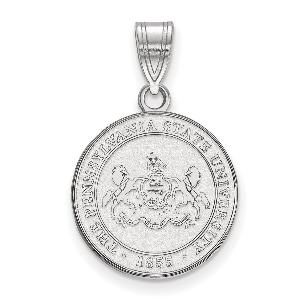 Sterling Silver Rhodium-plated LogoArt Penn State University Medium Crest Pendant