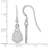 Sterling Silver Rhodium-plated LogoArt Purdue University Boilermakers Train Logo Small Dangle Wire Earrings view 2