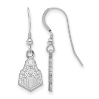 Sterling Silver Rhodium-plated LogoArt Purdue University Boilermakers Train Logo Small Dangle Wire Earrings view 1