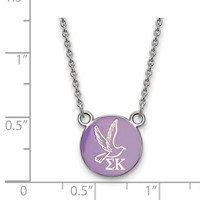 Sterling Silver Rhodium-plated LogoArt Sigma Kappa Sorority Symbol Small Color Enamel Pendant Necklace, 18" view 2