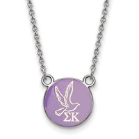 Sterling Silver Rhodium-plated LogoArt Sigma Kappa Sorority Symbol Small Color Enamel Pendant Necklace, 18" view 1