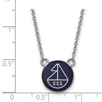 Sterling Silver Rhodium-plated LogoArt Sigma Sigma Sigma Sorority Symbol Small Color Enamel Pendant Necklace, 18" view 2