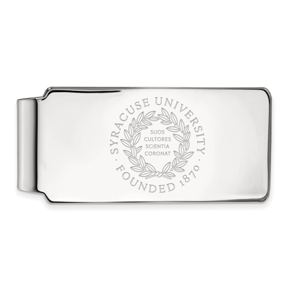 Sterling Silver Rhodium-plated LogoArt Syracuse University Crest Money Clip