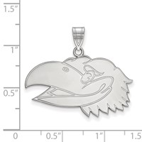 Sterling Silver Rhodium-plated LogoArt University of Kansas Jayhawk Large Pendant view 2
