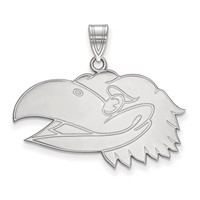 Sterling Silver Rhodium-plated LogoArt University of Kansas Jayhawk Large Pendant view 1