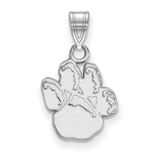 Sterling Silver Rhodium-plated LogoArt University of Pittsburgh Panther Paw Small Pendant