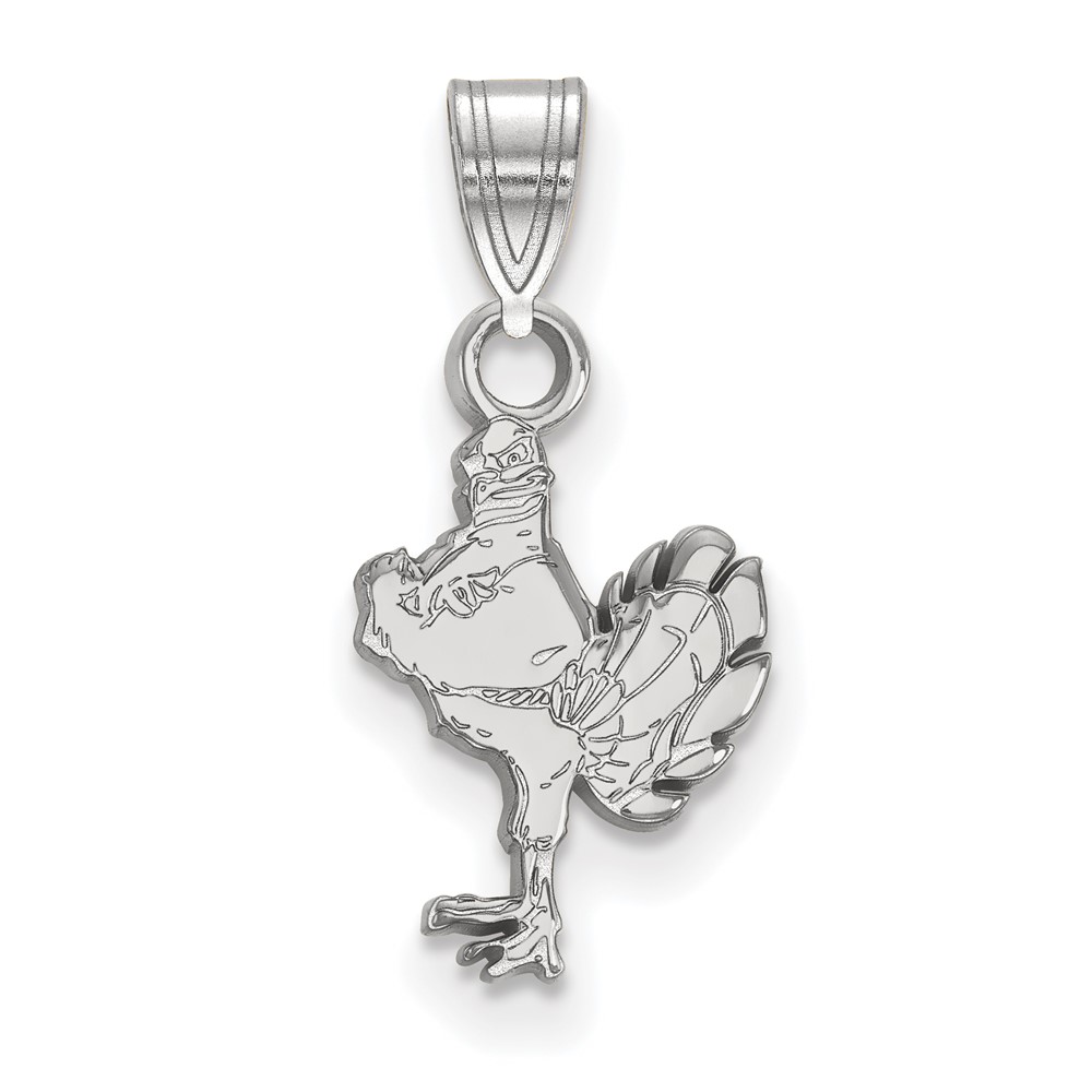 Sterling Silver Rhodium-plated LogoArt Virginia Tech HokieBird Small Pendant