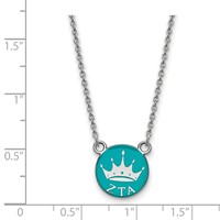 Sterling Silver Rhodium-plated LogoArt Zeta Tau Alpha Sorority Symbol Small Color Enamel Pendant Necklace, 18" view 2