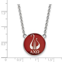 Sterling Silver Rhodium-plated LogoArt Alpha Chi Omega Sorority Symbol Large Color Enamel Pendant Necklace, 18" view 2