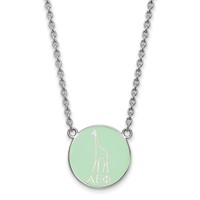 Sterling Silver Rhodium-plated LogoArt Alpha Epsilon Phi Sorority Symbol Small Color Enamel Pendant Necklace, 18" view 1