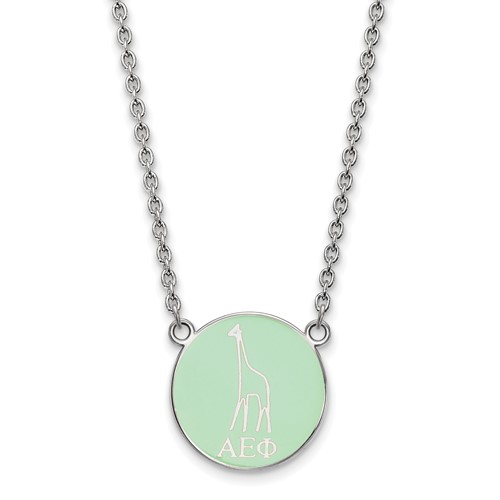 Sterling Silver Rhodium-plated LogoArt Alpha Epsilon Phi Sorority Symbol Small Color Enamel Pendant Necklace, 18"