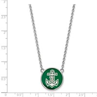 Sterling Silver Rhodium-plated LogoArt Alpha Sigma Tau Sorority Symbol Large Color Enamel Pendant 18 Inch Necklace view 2