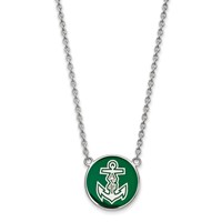 Sterling Silver Rhodium-plated LogoArt Alpha Sigma Tau Sorority Symbol Large Color Enamel Pendant 18 Inch Necklace view 1