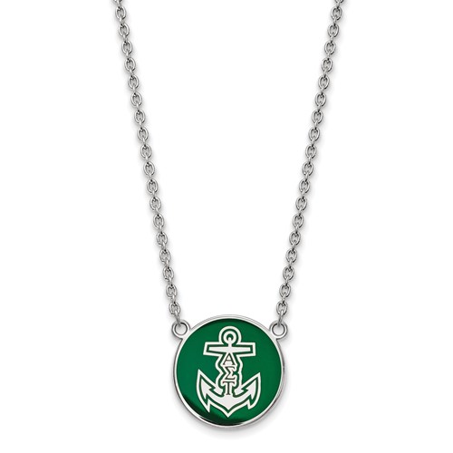 Sterling Silver Rhodium-plated LogoArt Alpha Sigma Tau Sorority Symbol Large Color Enamel Pendant Necklace, 18"