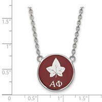 Sterling Silver Rhodium-plated LogoArt Alpha Phi Sorority Symbol Small Color Enamel Pendant 18 Inch Necklace view 2