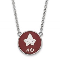 Sterling Silver Rhodium-plated LogoArt Alpha Phi Sorority Symbol Small Color Enamel Pendant 18 Inch Necklace view 1