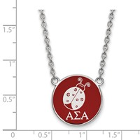 Sterling Silver Rhodium-plated LogoArt Alpha Sigma Alpha Sorority Symbol Large Color Enamel Pendant Necklace, 18" view 2