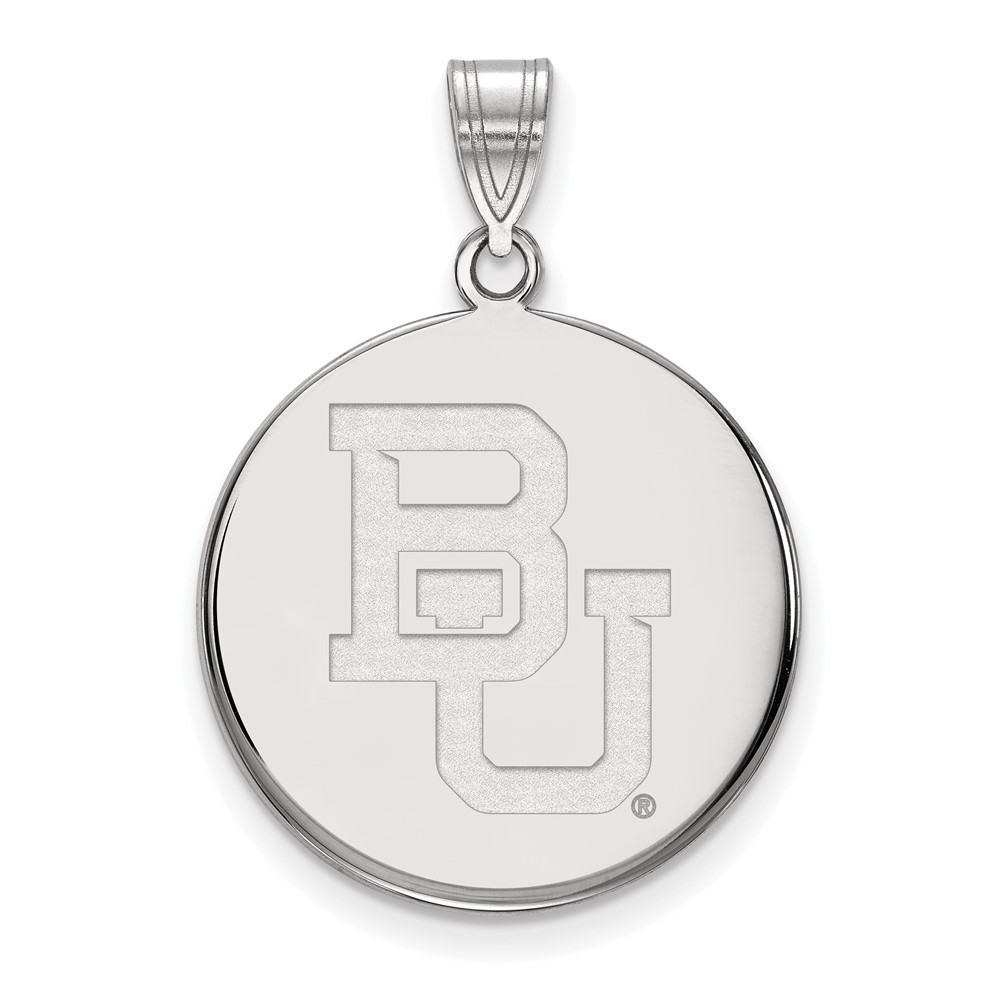 Sterling Silver Rhodium-plated LogoArt Baylor University Bears Large Disc Pendant