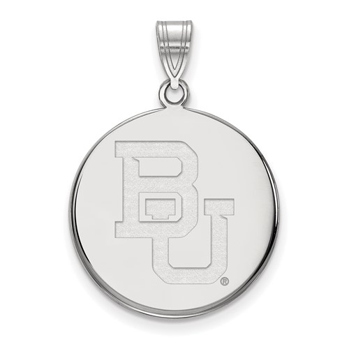 Sterling Silver Rhodium-plated LogoArt Baylor University Bears Large Disc Pendant