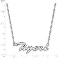 Sterling Silver Rhodium-plated LogoArt Clemson University Tigers Large Script 18 Inch Necklace view 2