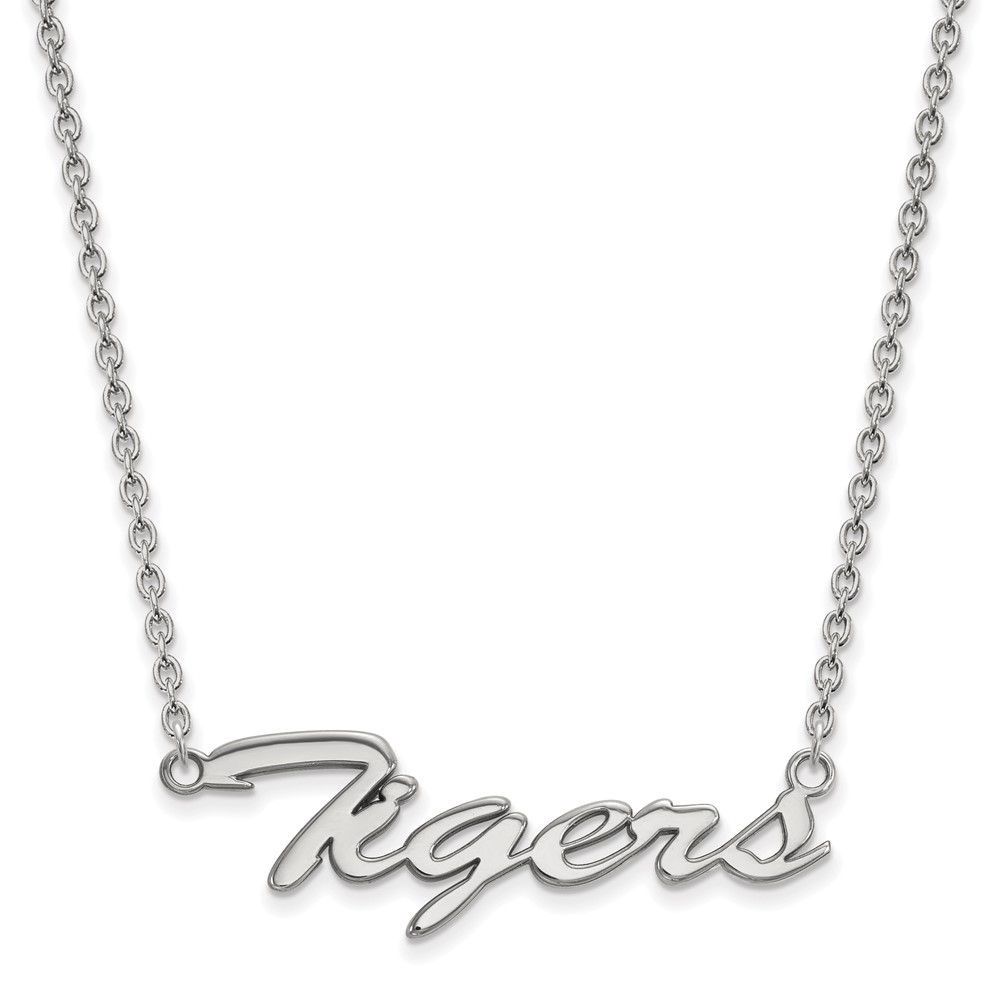 Sterling Silver Rhodium-plated LogoArt Clemson University Tigers Large Script 18 Inch Necklace