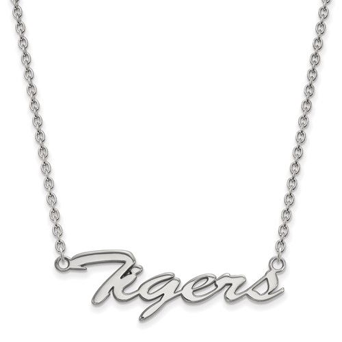 Sterling Silver Rhodium-plated LogoArt Clemson University Tigers Large Script Necklace, 18"