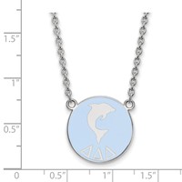Sterling Silver Rhodium-plated LogoArt Delta Delta Delta Sorority Symbol Large Color Enamel Pendant Necklace, 18" view 2