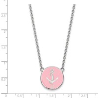 Sterling Silver Rhodium-plated LogoArt Delta Gamma Sorority Symbol Large Color Enamel Pendant Necklace, 18" view 2
