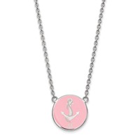 Sterling Silver Rhodium-plated LogoArt Delta Gamma Sorority Symbol Large Color Enamel Pendant Necklace, 18" view 1