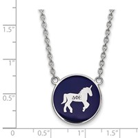 Sterling Silver Rhodium-plated LogoArt Delta Phi Epsilon Sorority Symbol Large Color Enamel Pendant Necklace, 18" view 2