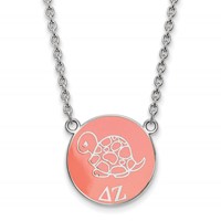 Sterling Silver Rhodium-plated LogoArt Delta Zeta Sorority Symbol Large Color Enamel Pendant Necklace, 18" view 1