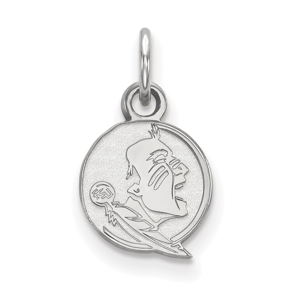 Sterling Silver Rhodium-plated LogoArt Florida State University Seminole Extra Small Pendant