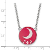 Sterling Silver Rhodium-plated LogoArt Gamma Phi Beta Sorority Symbol Large Color Enamel Pendant Necklace - 18in view 2