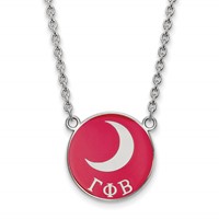 Sterling Silver Rhodium-plated LogoArt Gamma Phi Beta Sorority Symbol Large Color Enamel Pendant Necklace - 18in view 1