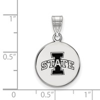 Sterling Silver Rhodium-plated LogoArt Iowa State University Medium Enameled Disc Pendant view 2