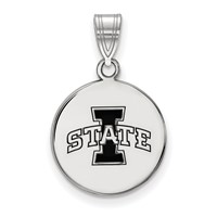 Sterling Silver Rhodium-plated LogoArt Iowa State University Medium Enameled Disc Pendant view 1