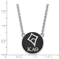Sterling Silver Rhodium-plated LogoArt Kappa Alpha Theta Sorority Symbol Large Color Enamel Pendant 18 Inch Necklace view 2